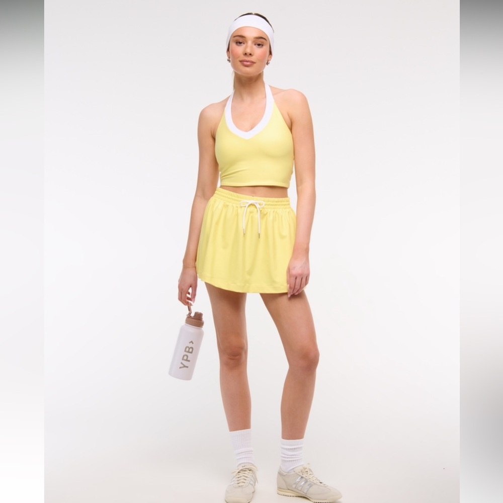 A&F butter yellow YPB sculptLUX high rise flirty skirt